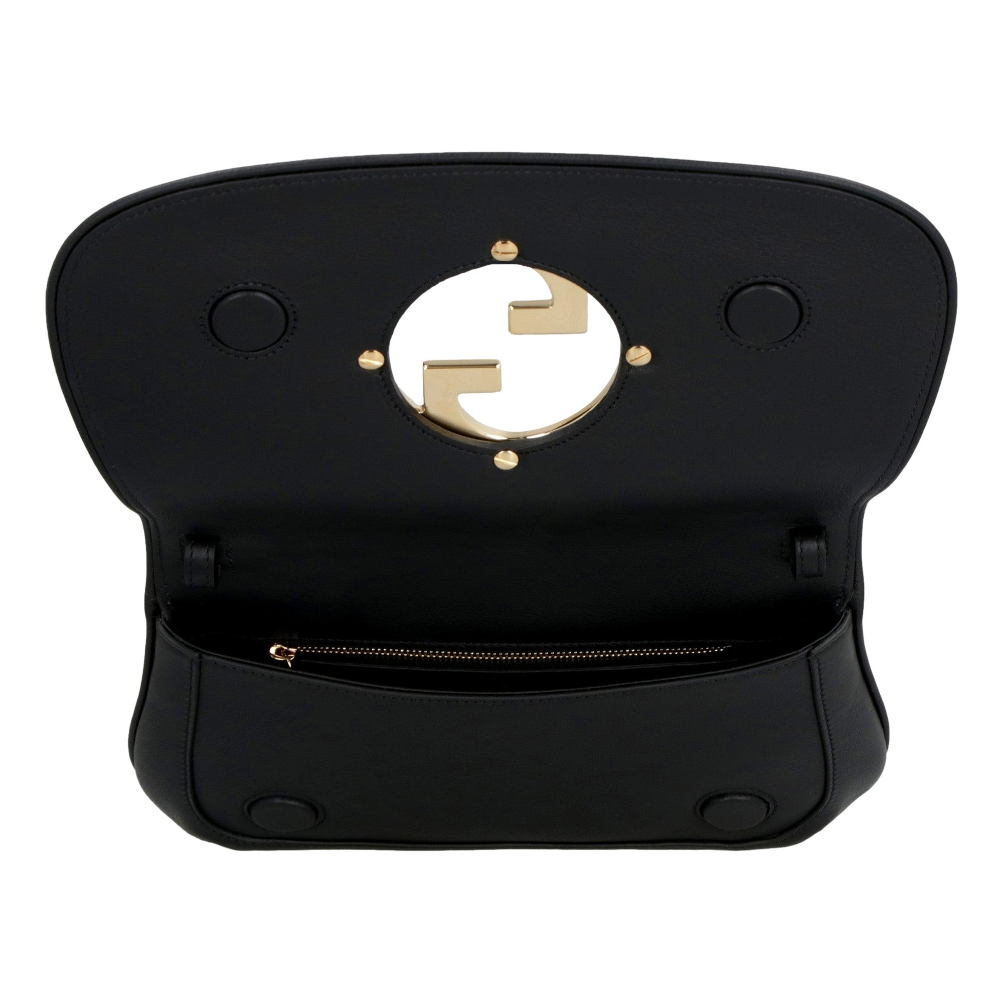 Gucci Blondie Black Leather Shoulder Bag with Gold Hardware