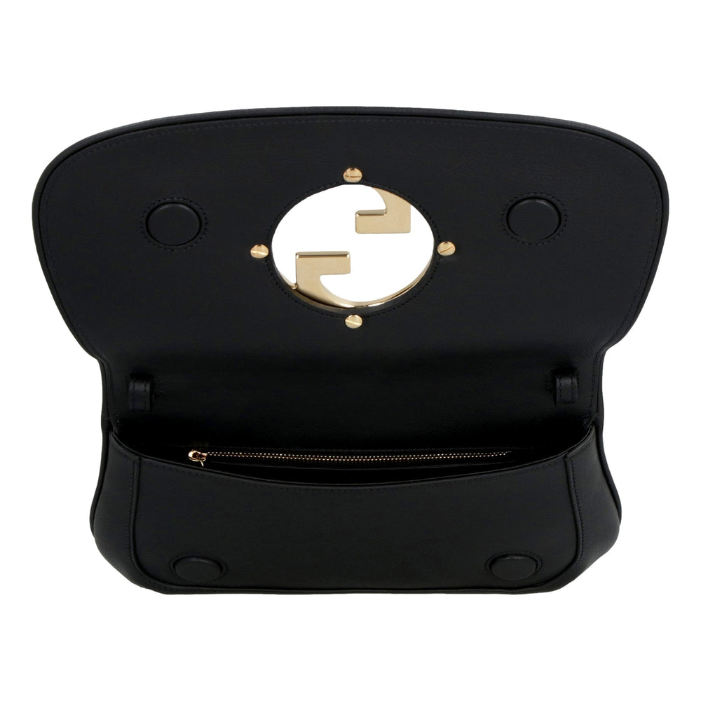 Gucci Blondie Black Leather Shoulder Bag with Gold Hardware