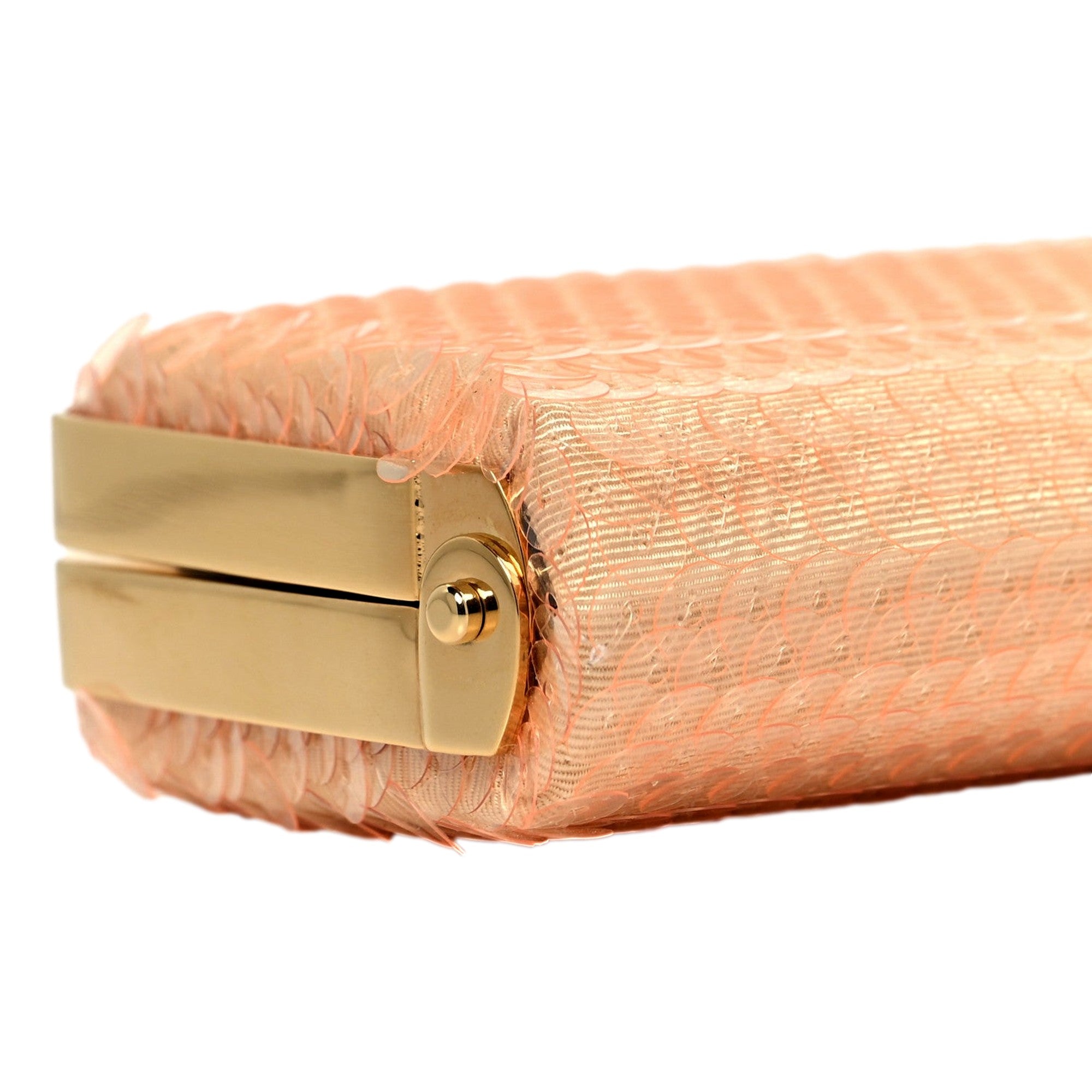 Gucci Broadway Small Sequin Moire Clutch Crossbody Peach Light Pink