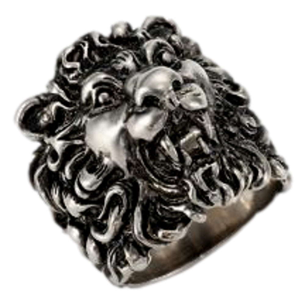 Gucci Cocktail Lion Head Motif Silver Tone Metal Ring 13