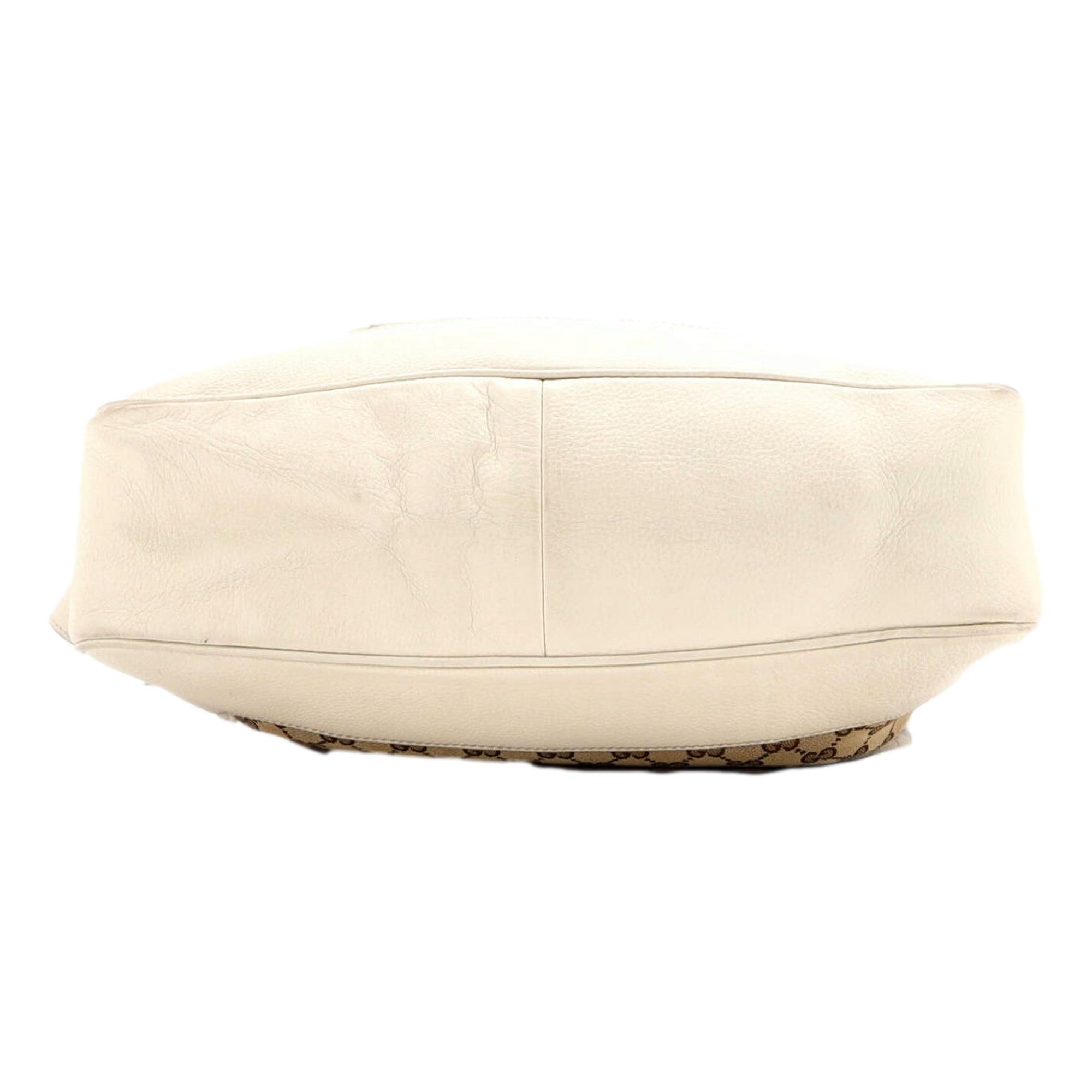 Gucci Diana Bamboo GG Canvas Medium Shoulder Bag White Leather