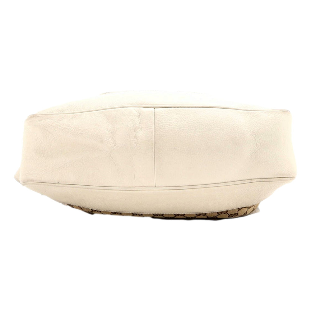 Gucci Diana Bamboo GG Canvas Medium Shoulder Bag White Leather