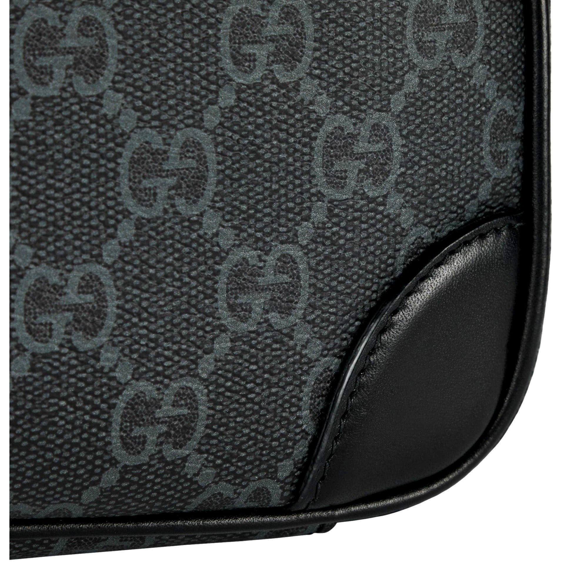 Gucci GG Black Canvas and Leather Unisex Dual Compartment Crossbody Bag