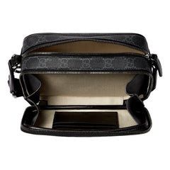 Gucci GG Black Canvas and Leather Unisex Dual Compartment Crossbody Bag