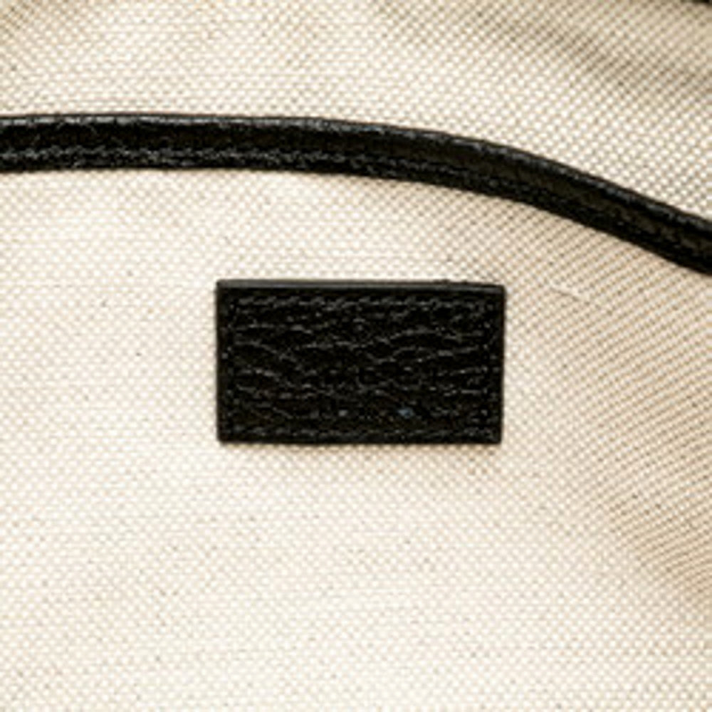 Gucci GG Emblem Black Leather Shoulder Bag Chain Strap