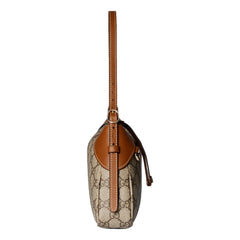 Gucci GG Emblem Supreme Canvas Leather Shoulder Bag Brown Beige