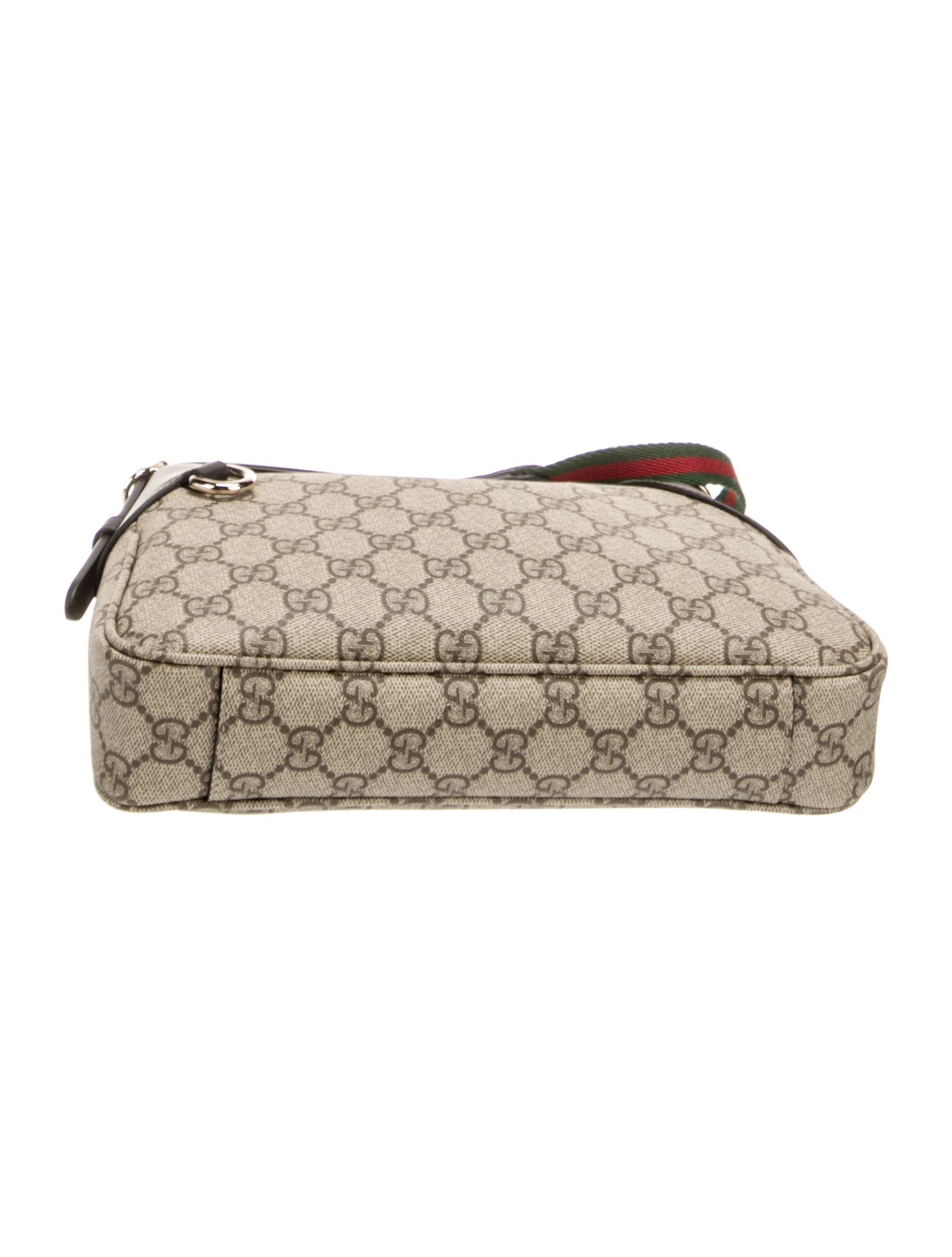 Gucci GG Emblem Supreme Canvas Leather Shoulder Bag Black Beige