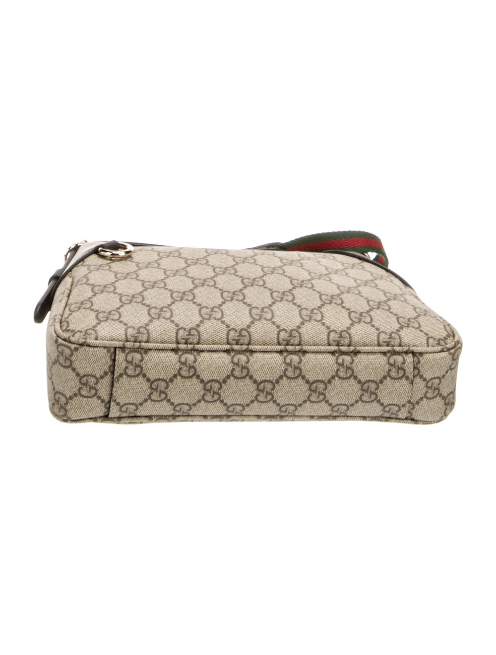 Gucci GG Emblem Supreme Canvas Leather Shoulder Bag Black Beige
