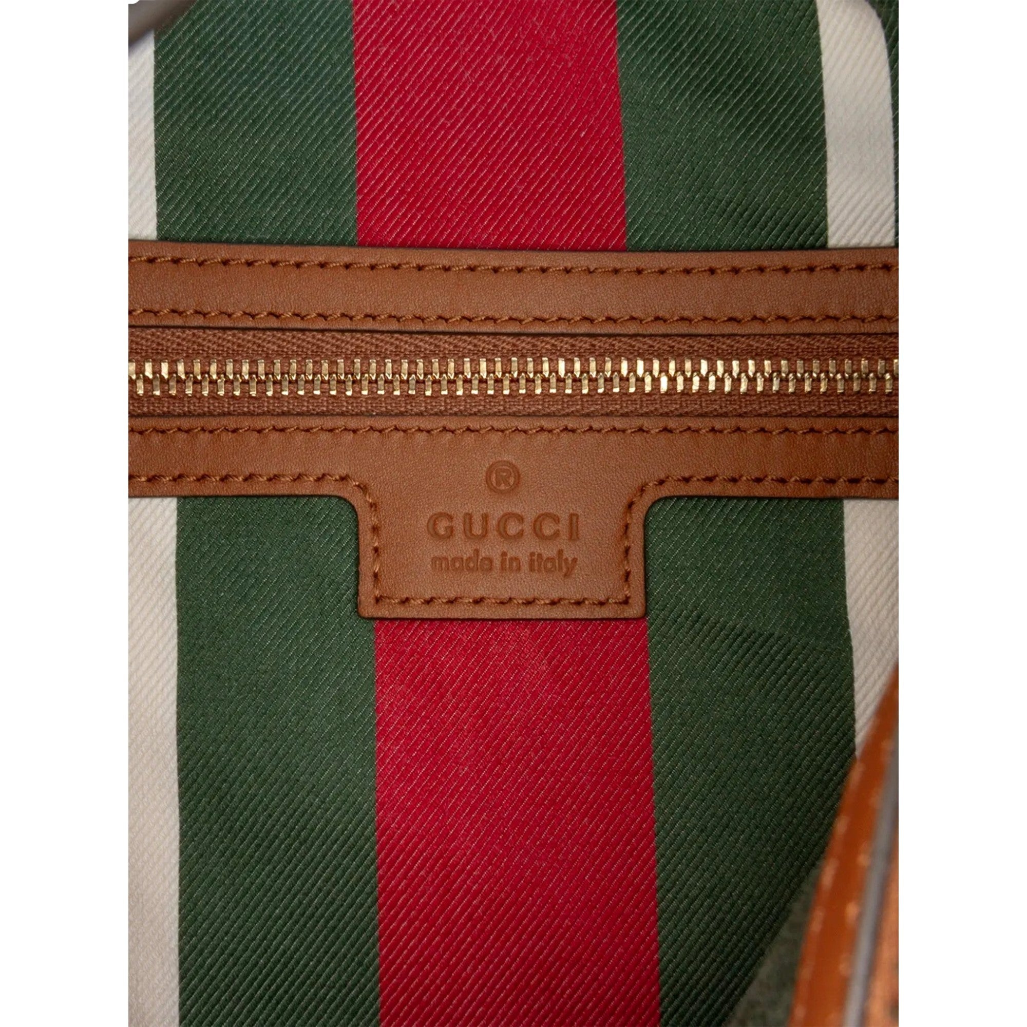 Gucci GG Supreme Emblem Medium Shoulder Bag Brown Beige