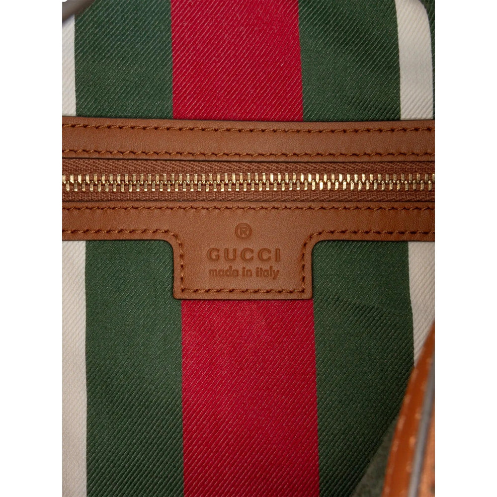 Gucci GG Supreme Emblem Medium Shoulder Bag Brown Beige