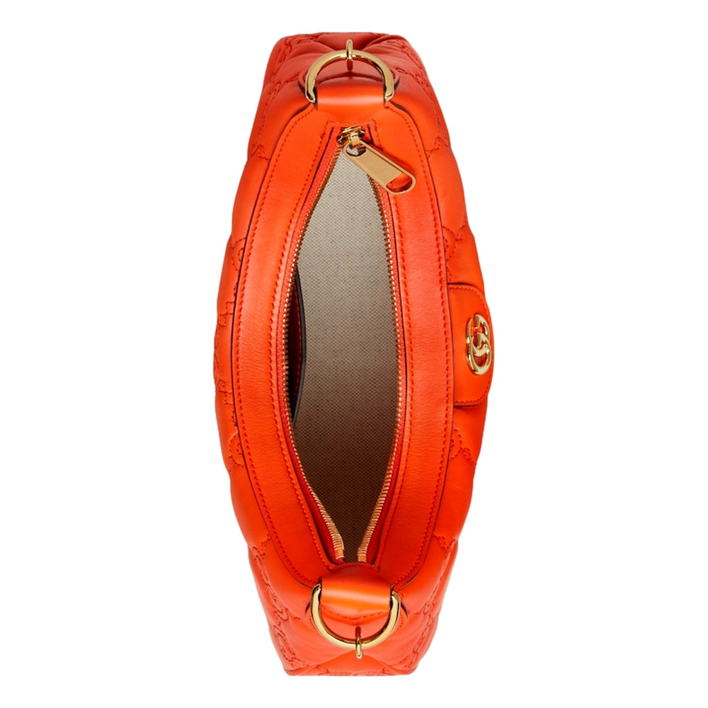 Gucci GG Quilted Matelassé Leather Small Shoulder Handbag In Orange
