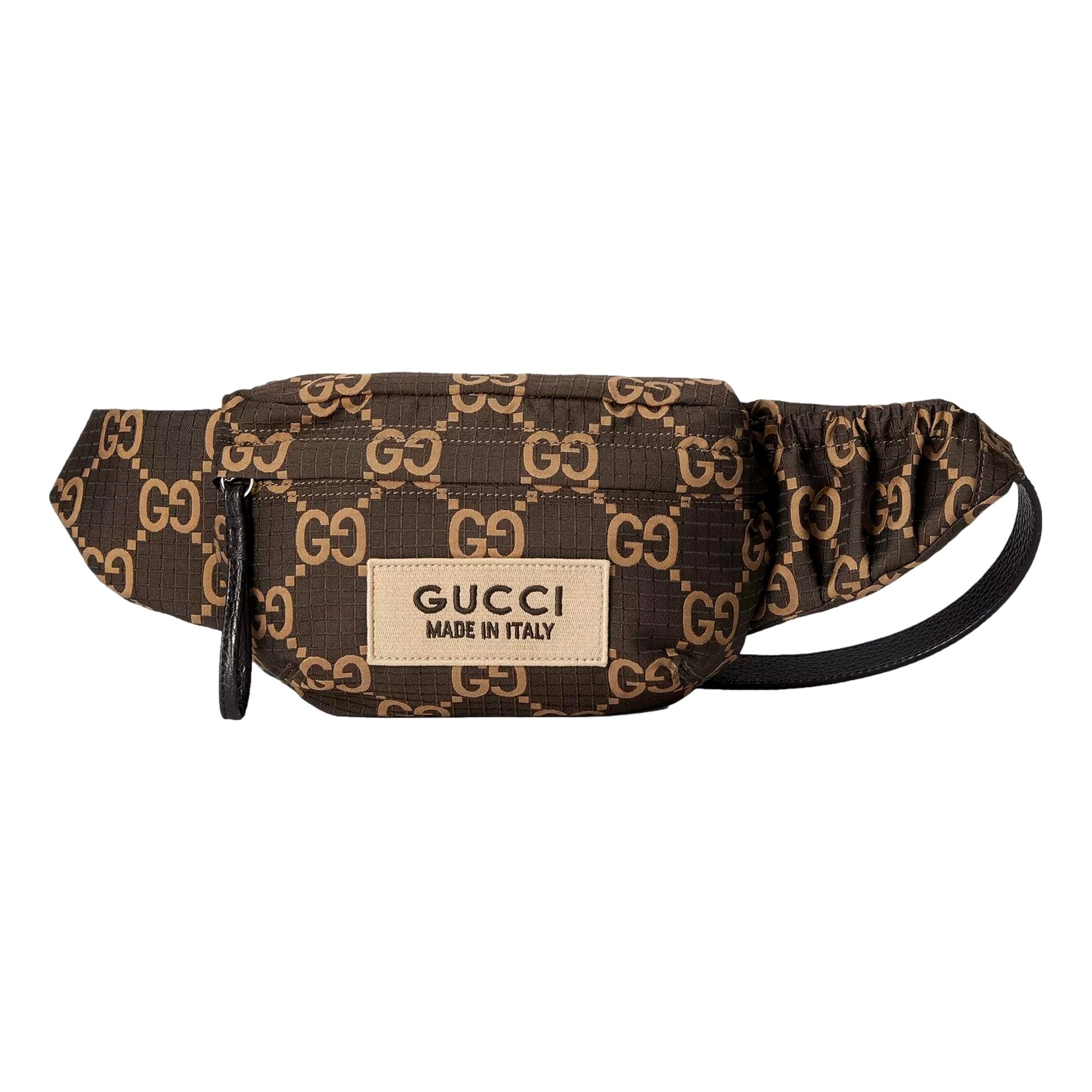 Gucci GG Ripstop Waist Bag Beige Brown Recycled Fabric Belt Bag