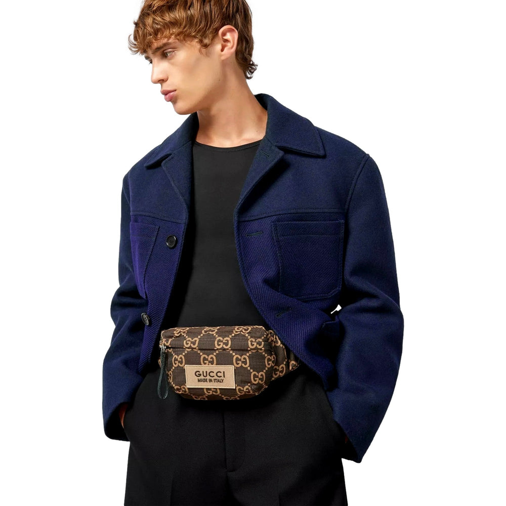 Gucci GG Ripstop Waist Bag Beige Brown Recycled Fabric Belt Bag