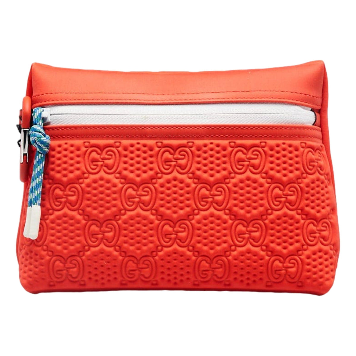 Gucci GG Scuba Neon Orange Rubber-Effect Small Clutch Pouch Bag