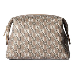 Gucci GG Shadow Beige Brown Large Cosmetic Pouch