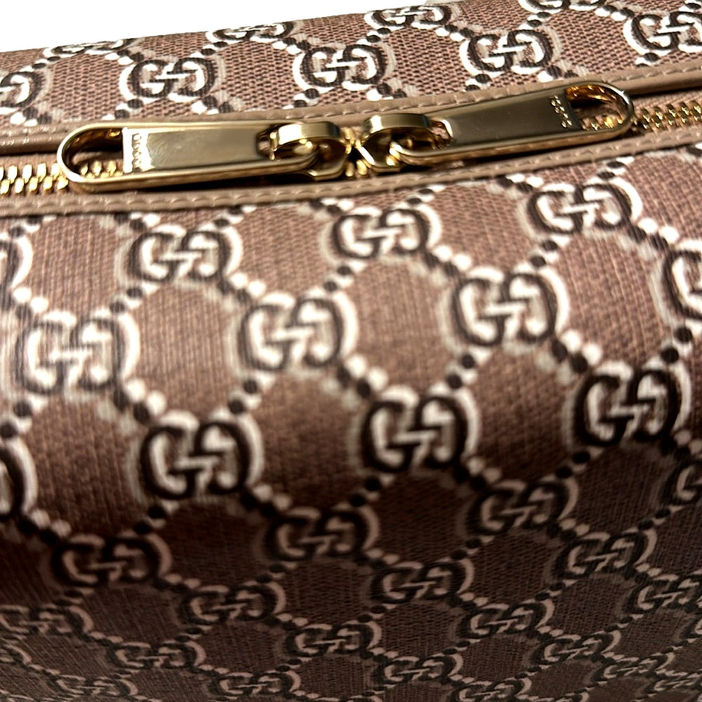 Gucci GG Shadow Beige Brown Large Cosmetic Pouch
