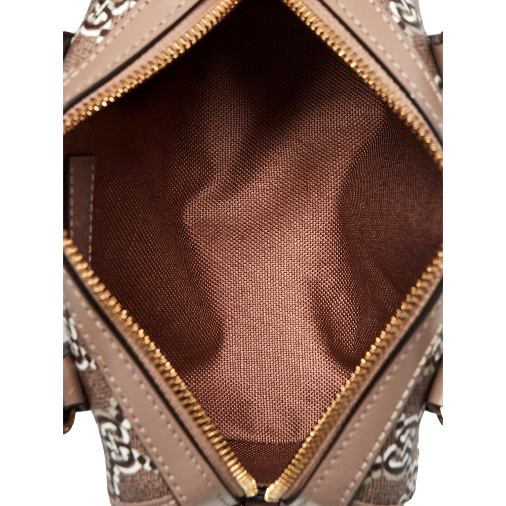 Gucci GG Shadow Monogram Canvas Leather Mini Bowler Bag Beige Black