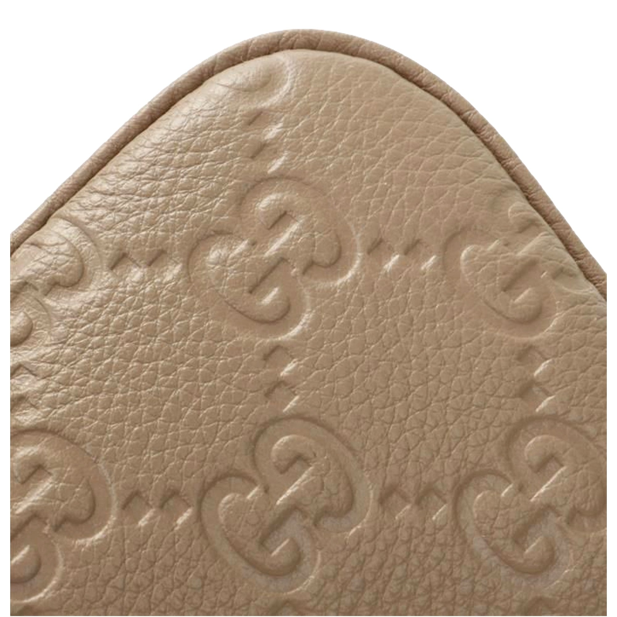 Gucci GG Logo Small Leather Shoulder Bag with Chain Strap in Beige