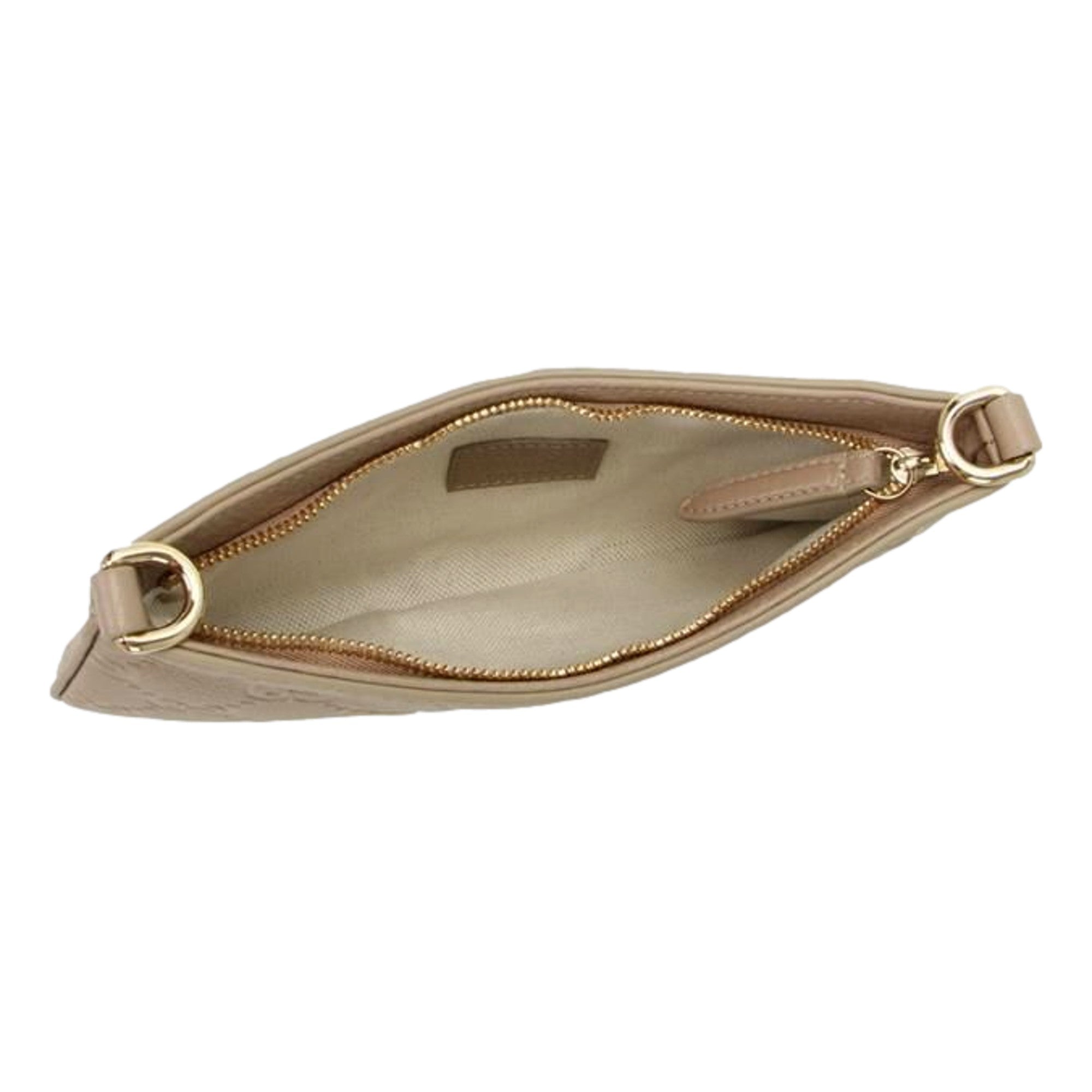 Gucci GG Logo Small Leather Shoulder Bag with Chain Strap in Beige