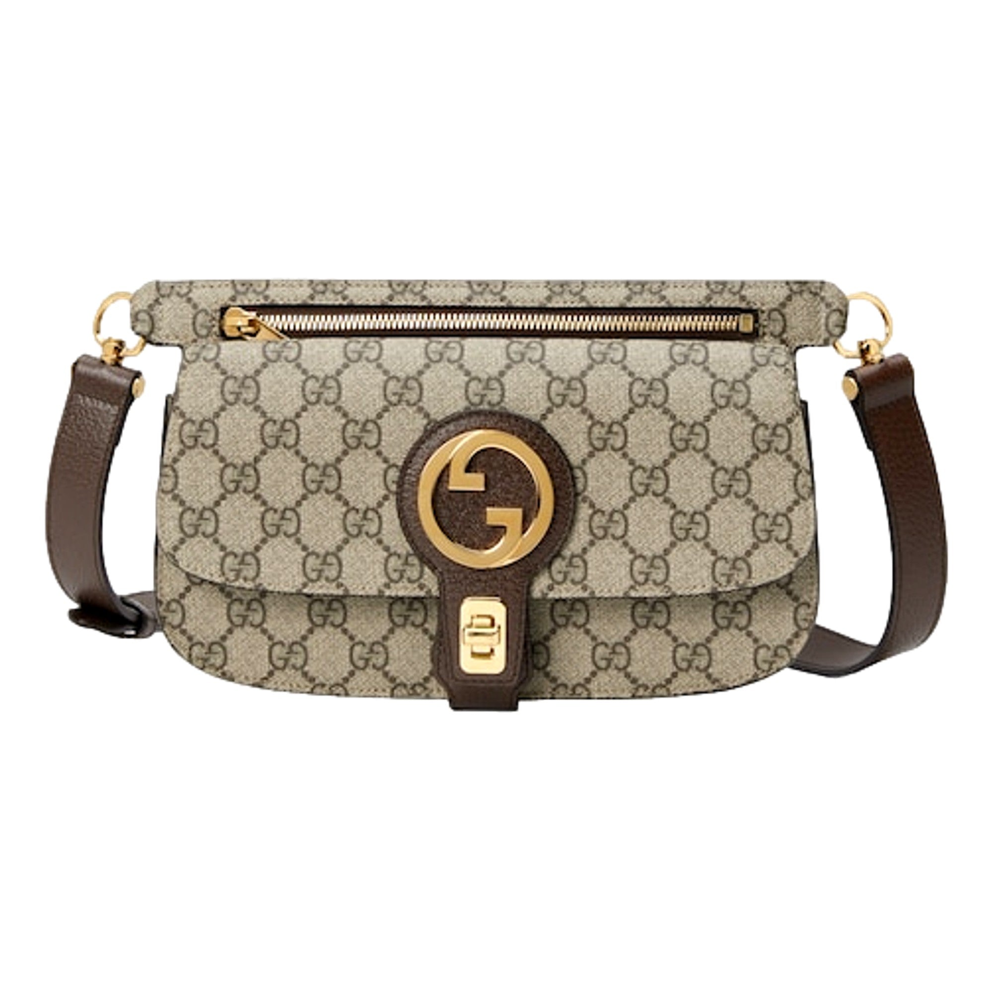 Gucci GG Supreme Blondie Belt Bag Brown Beige Canvas Size 95