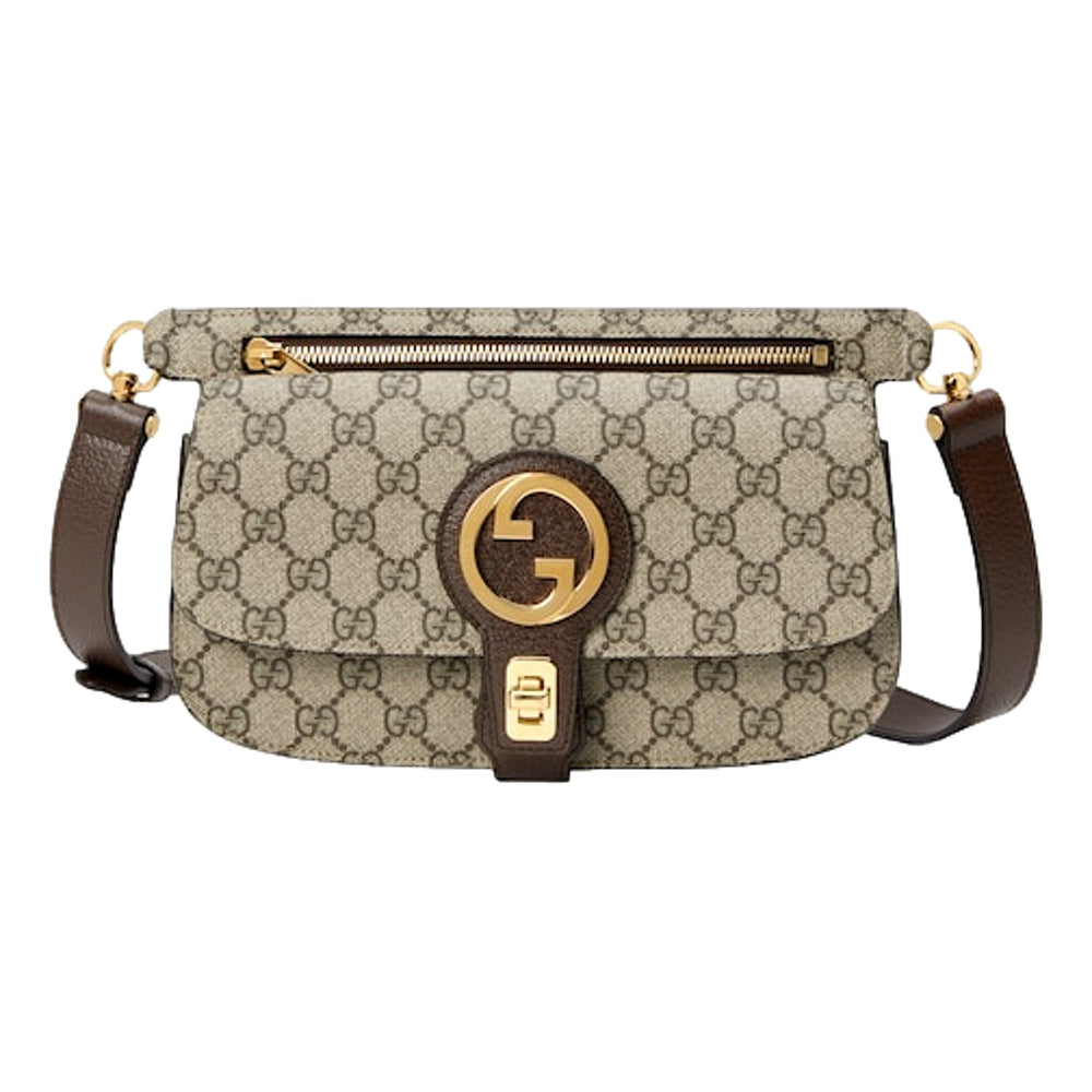 Gucci GG Supreme Blondie Belt Bag Brown Beige Canvas Size 95