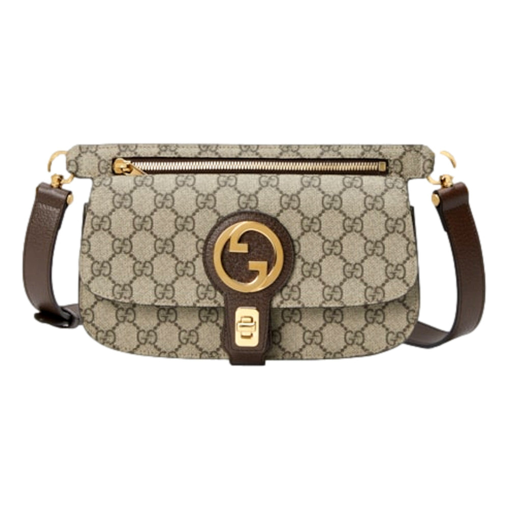 Gucci GG Supreme Blondie Belt Bag Brown Beige Canvas Size 95
