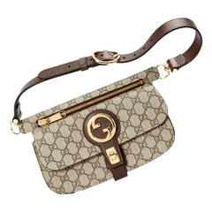 Gucci GG Supreme Blondie Belt Bag Brown Beige Canvas Size 95