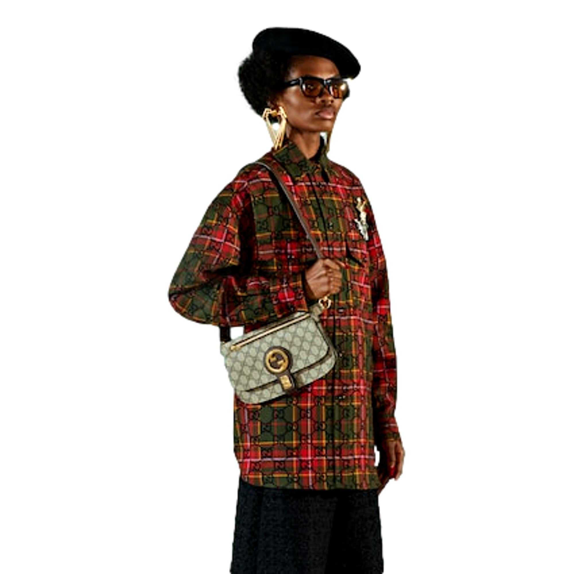Gucci GG Supreme Blondie Belt Bag Brown Beige Canvas Size 95