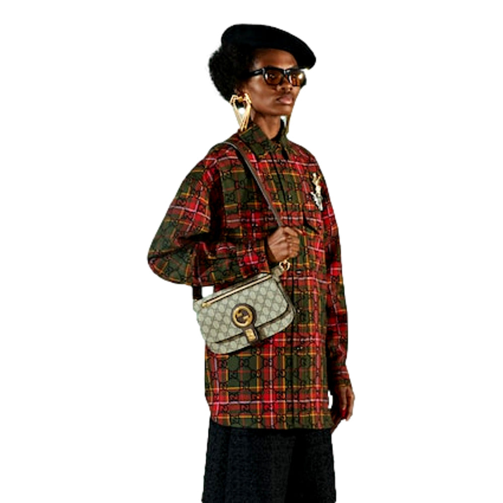 Gucci GG Supreme Blondie Belt Bag Brown Beige Canvas Size 95