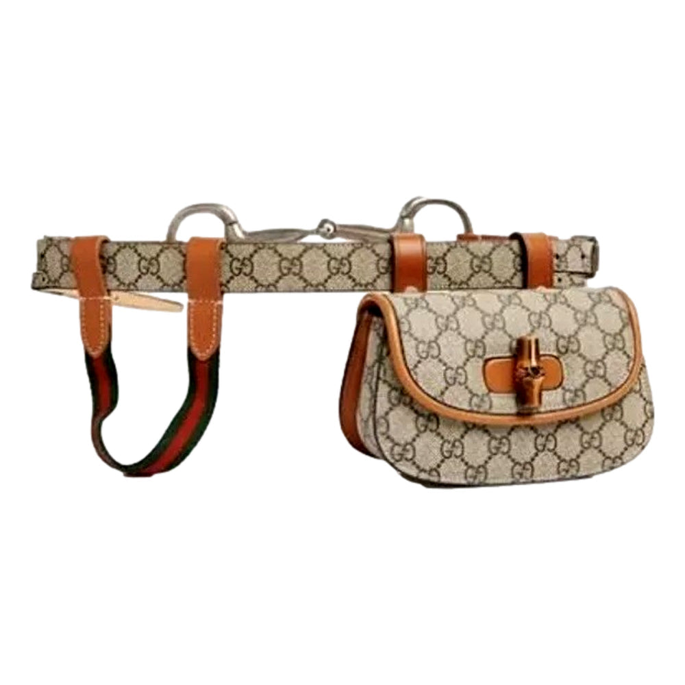 Gucci GG Supreme Bamboo 1947 Mini Belt Bag Beige Monogram Canvas