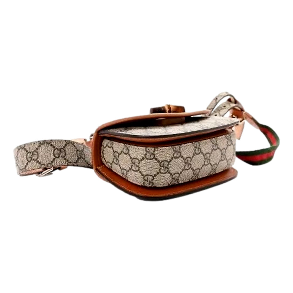 Gucci GG Supreme Bamboo 1947 Mini Belt Bag Beige Monogram Canvas
