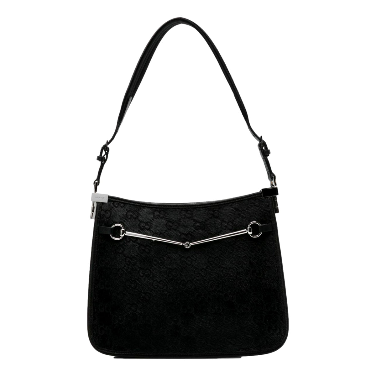 Gucci Horsebit Black Fur Slim Shoulder Bag