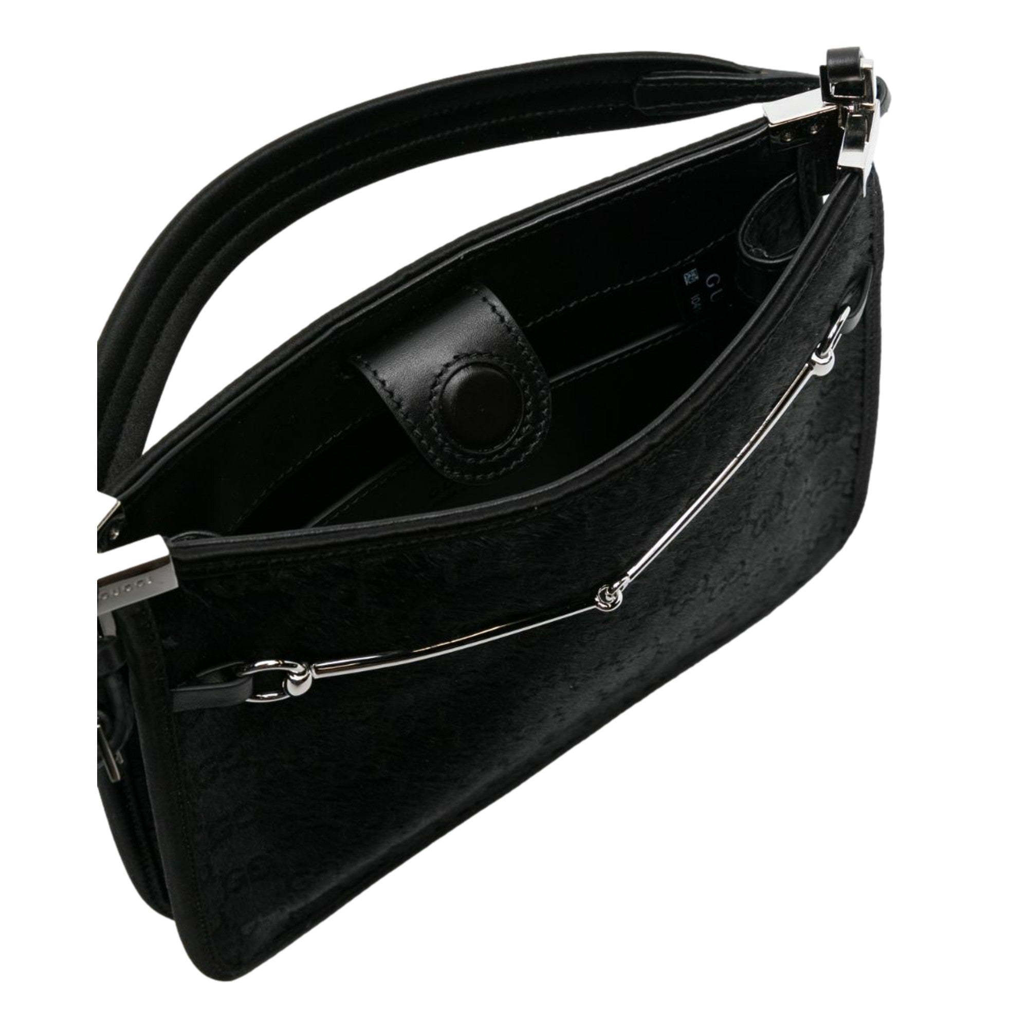 Gucci Horsebit Black Fur Slim Shoulder Bag