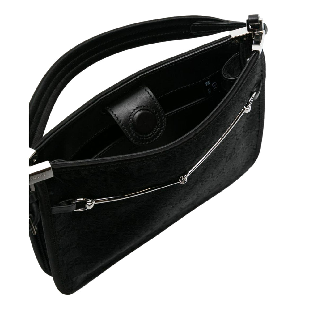 Gucci Horsebit Black Fur Slim Shoulder Bag