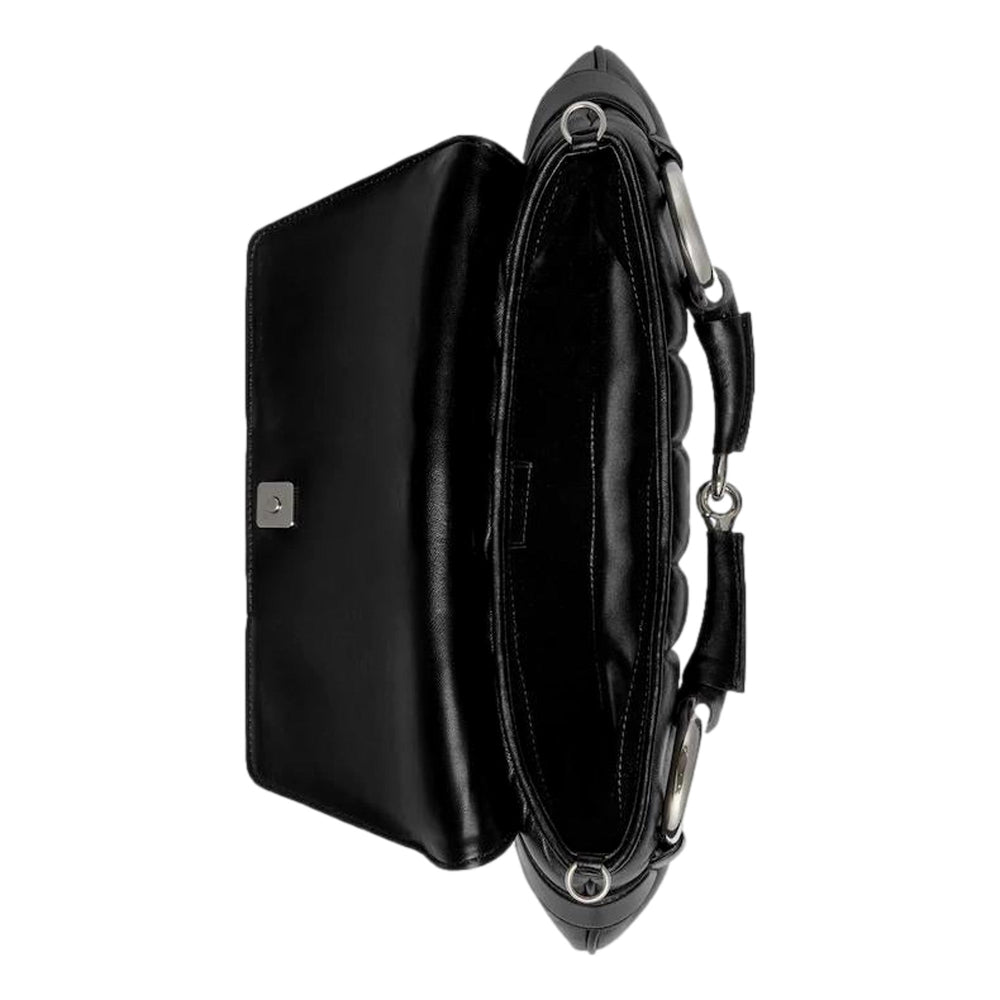 Gucci Horsebit Vertical Quilted Leather Medium Shoulder Bag Black