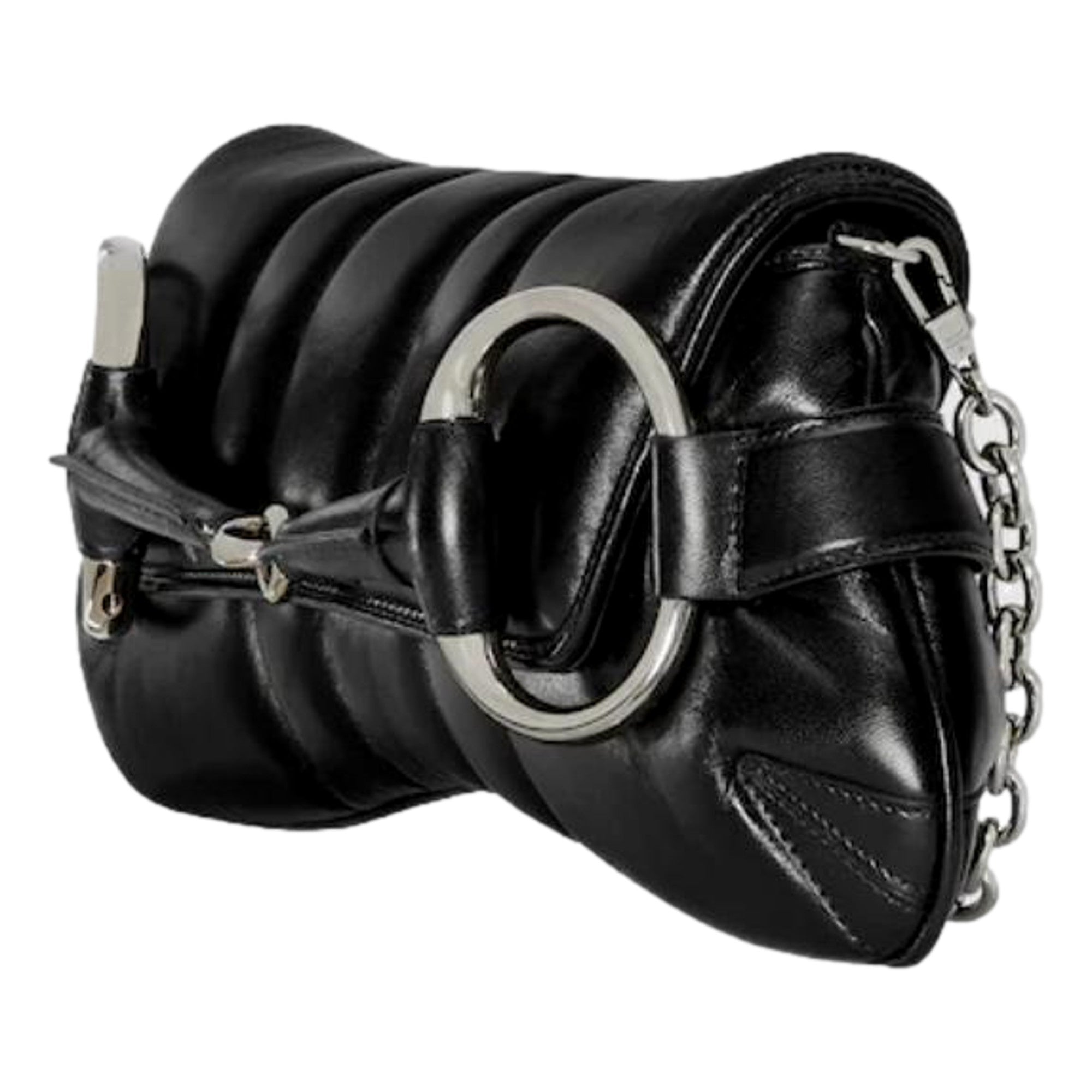 Gucci Horsebit Vertical Quilted Leather Medium Shoulder Bag Black