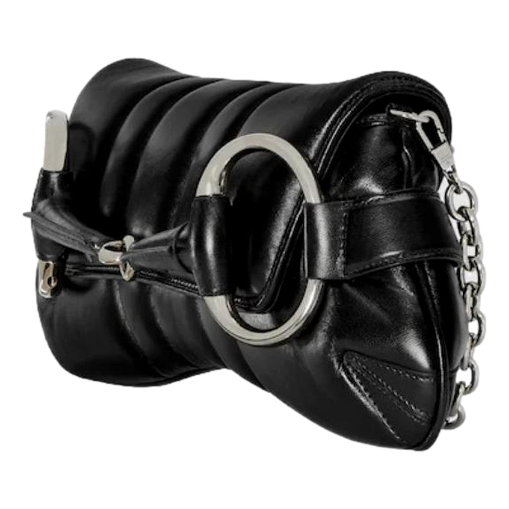 Gucci Horsebit Vertical Quilted Leather Medium Shoulder Bag Black