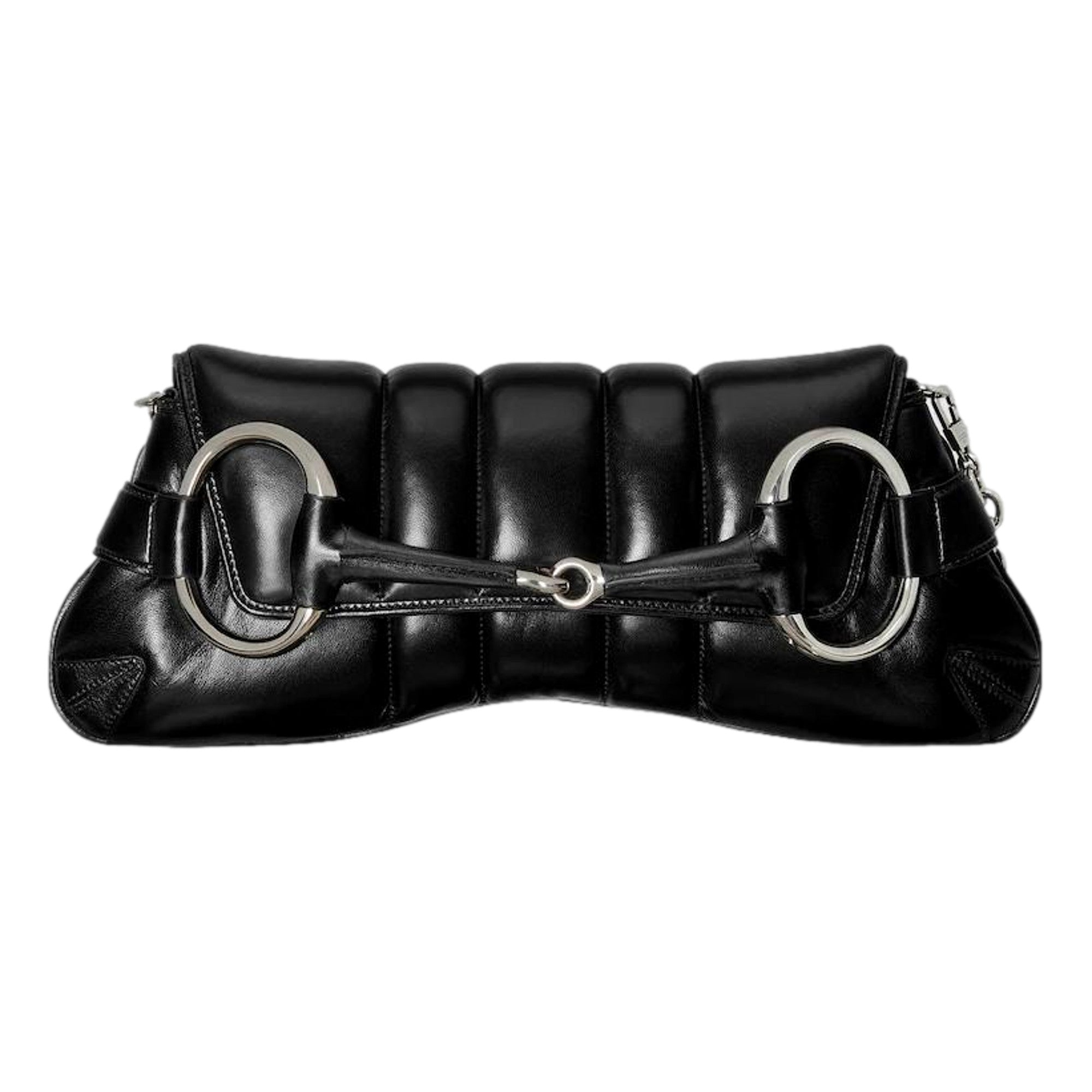Gucci Horsebit Vertical Quilted Leather Medium Shoulder Bag Black