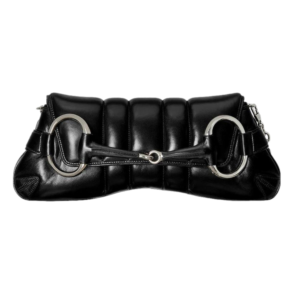Gucci Horsebit Vertical Quilted Leather Medium Shoulder Bag Black