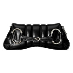 Gucci Horsebit Vertical Quilted Leather Medium Shoulder Bag Black