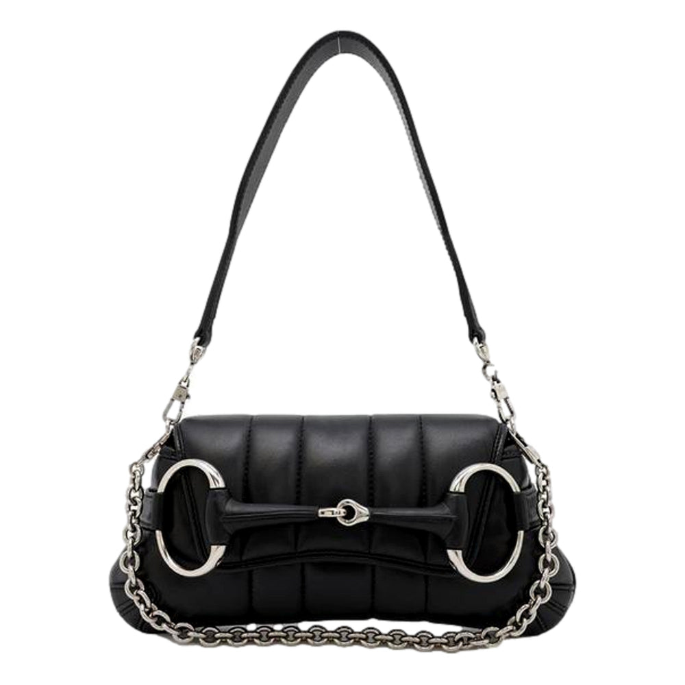 Gucci Horsebit Quilted Leather Small Chain Shoulder Bag Black