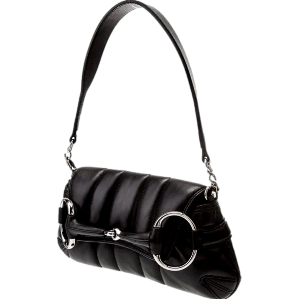Gucci Horsebit Quilted Leather Small Chain Shoulder Bag Black