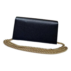 Gucci Interlocking GG Black Python Leather Bow Wallet on Chain Gold Hardware