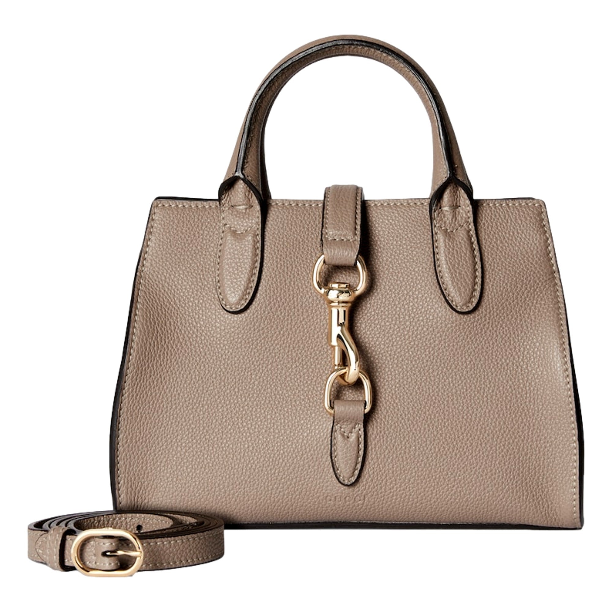 Gucci Jackie Small Calfskin Leather Tote Handbag Satchel Taupe