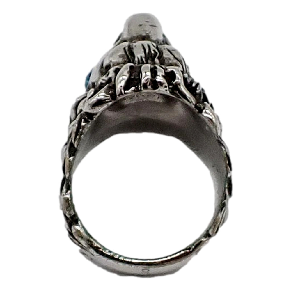 Gucci Lion Head Motif Silver Ring Crystal Size 13