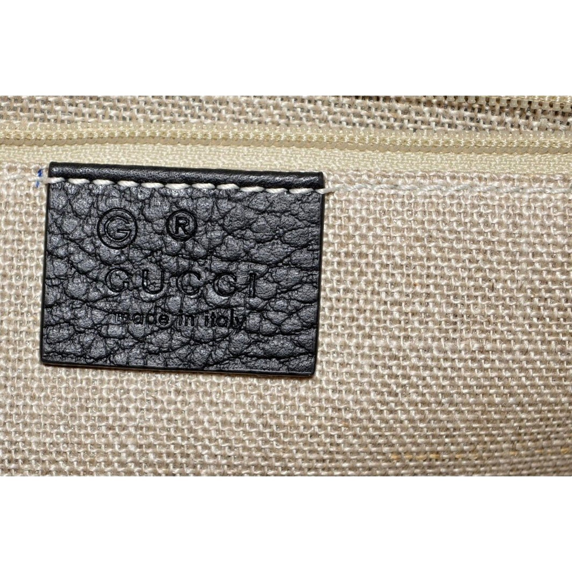 Gucci GG Marmont Crossbody Bag Black Pebbled Leather Gold Chain Interlocking GG