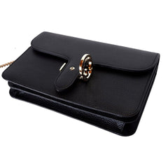 Gucci GG Marmont Crossbody Bag Black Pebbled Leather Gold Chain Interlocking GG