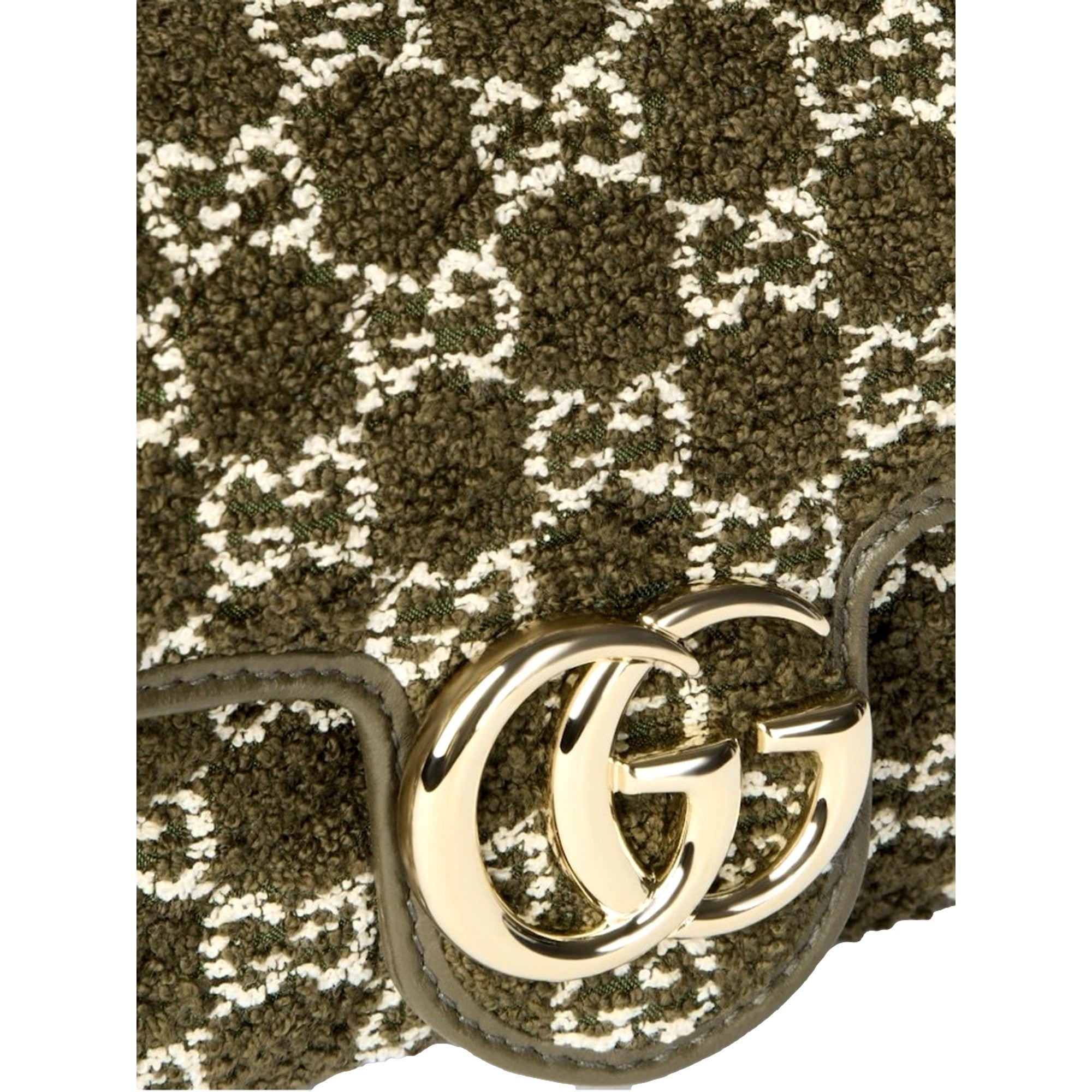 Gucci GG Marmont Olive Green Boucle Terry Chain Crossbody Bag