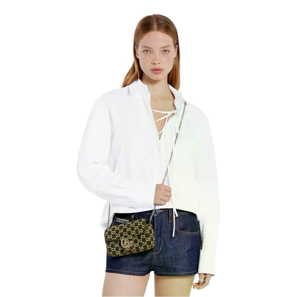 Gucci GG Marmont Olive Green Boucle Terry Chain Crossbody Bag