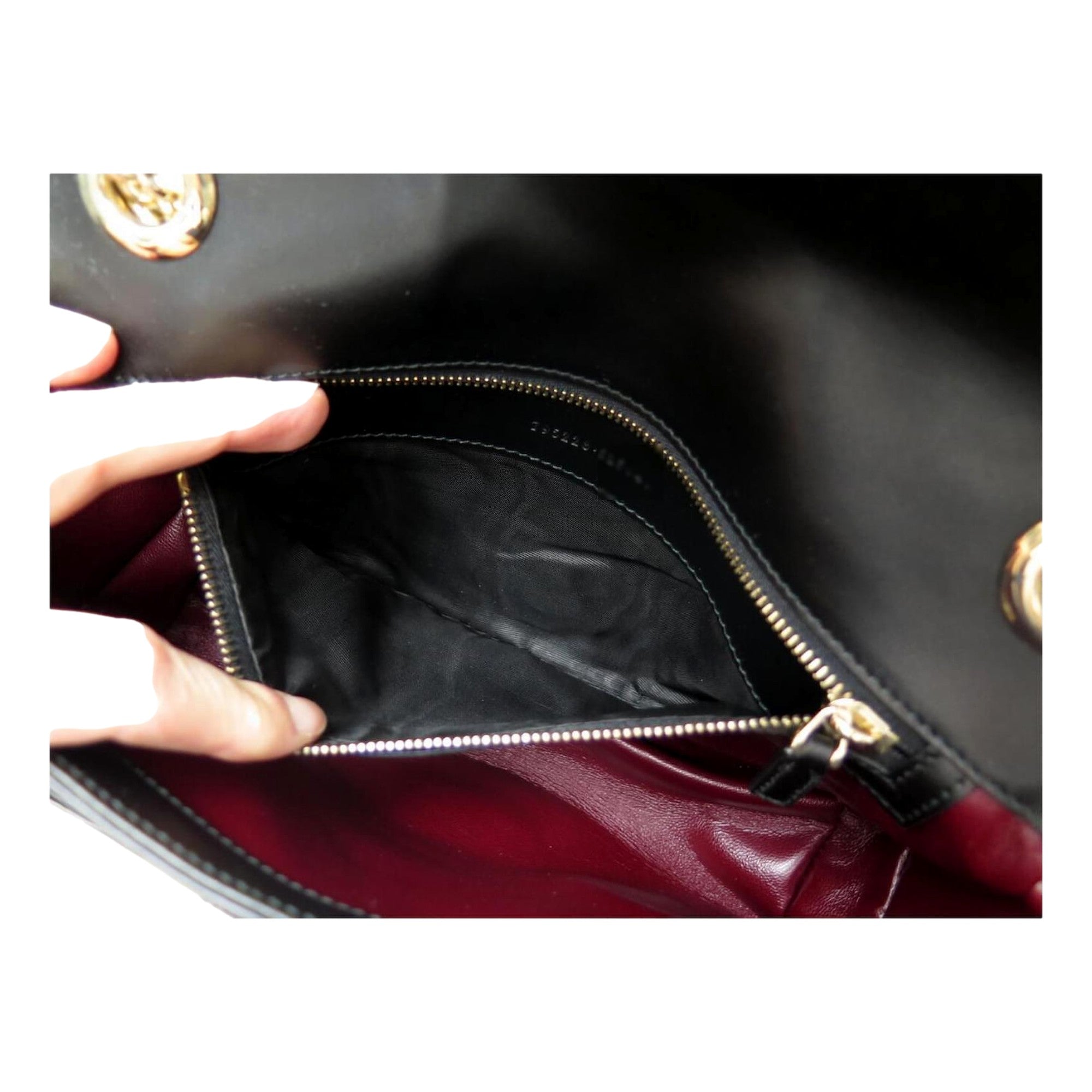 Gucci GG Marmont Dual Compartment Black Leather Shoulder Bag Gold Logo